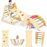 YOLEO Klettergerüst Indoor, 3-in-1 Montessori kletterdreieck mit Rutsche,...