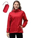 33,000ft Damen Wasserdichte Faltbar Regenjacke mit Kapuze, Leicht Atmungsaktive...