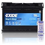 EXIDE EK700 Autobatterie AGM 12V 70Ah 760A Start-Stop AGM Starterbatterie PKW...