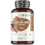 BIO Ceylon Zimt Kapseln - 1000mg Bio Ceylon Zimt Pulver pro Tagesdosis - 180...