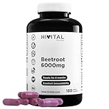 Rote Beete 6000 mg. 180 vegane Kapseln für 6-monatige Kur. Natürlicher...