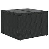 vidaXL Gartentisch, Outdoor Tisch mit Glasplatte, Couchtisch mit Stahlrahmen,...