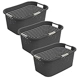 Rotho Country 3er-Set Wäschekorb 40l, Kunststoff (PP) BPA-frei, anthrazit, 40l...