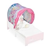 Relaxdays Bettzelt Kinder, BxT: 220x79 cm, Einhorn-Design, Betttunnel für...