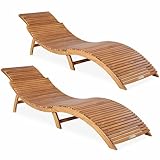 Casaria® Sonnenliege Klappbar 2er Set Holz FSC®-Zertifiziert 320kg...