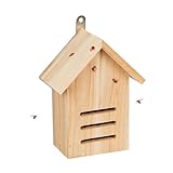 Relaxdays Marienkäferhaus, Marienkäferhotel Garten, zum Aufhängen, Holz, G,...