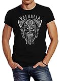 Neverless® T-Shirt Aufdruck Valhalla Wikinger Helm Viking Odin Krieger...