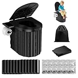 Campingtoilette Faltbar,Tragbare Campingtoilette mit 12 Toilettenbeuteln Mobile...