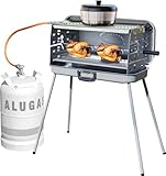 BERGER Camping Gasgrill Klappbar | Tragbarer Koffergrill mit 3 Brenner | 50 mbar...