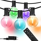 HOUHUI Lichterkette Außen15M,RGBW Outdoor Lichterkette mit Fernbedienung,G40...