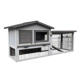 Wiltec Hühnerstall 1535 x 525 x 685 mm hellgrau mit Freilauf und Schlafhaus aus...