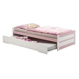 IDIMEX Ausziehbett Lorena weiß/rosa 90x200 cm Bett mit Stauraum Tagesbett