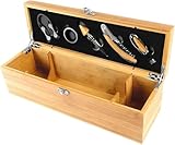 Weinzubehör-Geschenk-Set mit Vintage-Holzkiste, Antike Hölzerne...