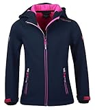Trollkids Mädchen Softshell Jacke Trollfjord, Marineblau/Magenta, Größe 140