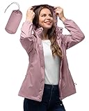 33,000ft Damen Wasserdichte Faltbar Regenjacke mit Kapuze, Leicht Atmungsaktive...