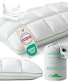 Welldora Premium Kopfkissen 40x80 | 100% Daunenfasern & Federn | Innovatives...