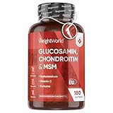 Glucosamin Chondroitin MSM 1560mg - 180 Kapseln mit Vitamin C, Kurkuma &...