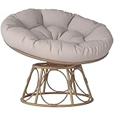 Outsunny Papasansessel Rattan 360° drehbar Korbsessel mit Sitzkissen...