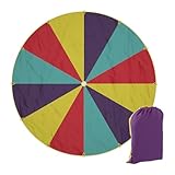Relaxdays Schwungtuch Kinder, Ø 6 m, 12 Griffe, Schwingtuch, Regenbogen Tuch...