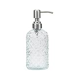 SDlumeiy Seifenspender aus Glas mit Diamantmuster, 473,6 ml, nachfüllbarer...