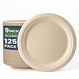 GreFusion stabilen Bagasse Pappteller Ø 23 cm (rund, braun) 125 Stück...