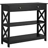 Yaheetech Konsolentisch, Flurtisch mit Schublade und 2-stufigen Ablagefächern,...