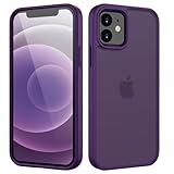 HGH Matt Hülle für iPhone 12 Mini 5,4 Zoll, [Militärschutz] Schutzhülle Samtige Touch Matt Anti-Kratzen, Durchscheinende Rückseite Schutzhülle, Anti-Fingerabdruck (Dunkel Violett)