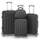 LEADZM Kofferset 4 teilig, Reisekoffer Set mit Kosmetikkoffer und Eckenschutz,...