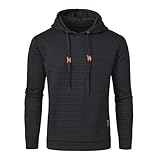 Huayuzh Hoodie Herren Kapuzenpullover Casual Langarm Karierten Jacquard Hooded...