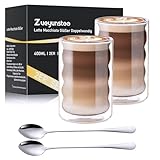 Zueyunstoo Doppelwandige Latte Macchiato Gläser 400ml, 2er Set Borosilikatglas...