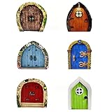 KOLZEMV 6Stück Feentür Garten, feentür 3D Miniatur Wichteltür Garten,...