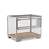 HEMMDAL Euro-Gitterbox mit halb abklappbarer Längswand | 1.500 kg Tragkraft |...