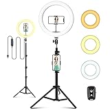 LED Ringlicht mit Stativ, 10 zoll / 25.4 CM Ringleuchte mit Stativ für handy...