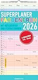 Alpha Edition - Superplaner Farbenfroh - 4 Spalten - Familienkalender 2026 – 4...