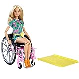 Barbie GRB93 - Fashionistas Puppe mit Rollstuhl und langen blonden Haaren,...