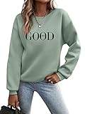 Minetom Pullover Damen Sweatshirt Briefe Drucken Langarm Rundhals Pulli Herbst...