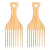 Gjinxi 2er-Pack Bambuskamm-Set für Afrohaar, natürliche antistatische...