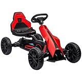 HOMCOM Gokart Tretauto mit Handbremse, verstellbarem Sitz, Vor- und...