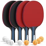 Glymnis Tischtennisschläger Tischtennis Set mit 4 Tischtennisschläger und 8...