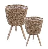 Blumenständer aus Stroh innen mit Folie 2er Set - Ø 26 und 20 cm - Rattan...