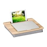 Relaxdays Laptopkissen mit Handyhalter, BxT: 46 x 35 cm, Laptopunterlage für...
