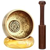 DiDiBirDi Tibetische Klangschale 8cm mit Schlägel und gelbes...