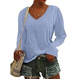 KOG Bluse Damen Elegant Langarm T-Shirt Tops Shirt Casual Weiß Oberteile Frauen...