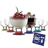 LAV Bunte Eisschalen Glas 6er Set 285ml, BLEI FREI Stapelbare Eisgläser,...