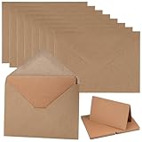 Ailvor Briefumschläge Kraftpapier mit Karten Blanko, 60er Set Umschläge...