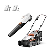 Litheli Akku-Rasenmäher mit Laubbläser, speziell für kleine Gärten bis 200...