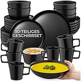 tectake® 30-tlg. Kombiservice, Geschirrset, Tafelservice 6 Personen, Steingut...