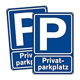 2 Stück Privatparkplatz Schild Alu Metall 20x30 cm (groß)- Parken Verboten -...