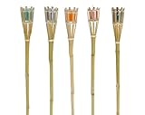 Gartenfackel 5er Set mit Citronella-Kerzen im Glas für Outdoor, Bambusfackel...