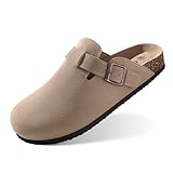 Comwarm Unisex Clogs Wildleder für Damen aus Leder Weiches Rutschfest...